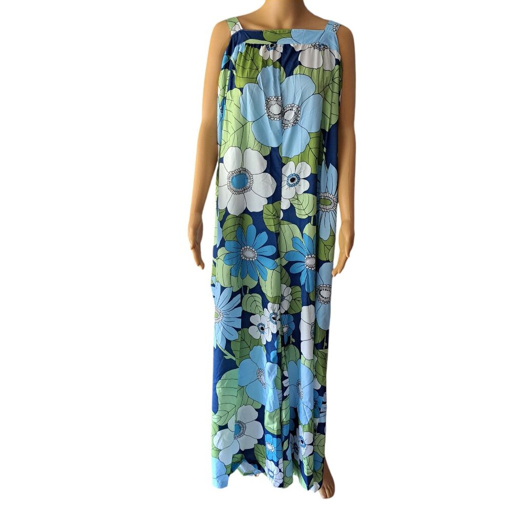 Pantalon Floral Blue Green & White Jumpsuit Size 2XL - NWT